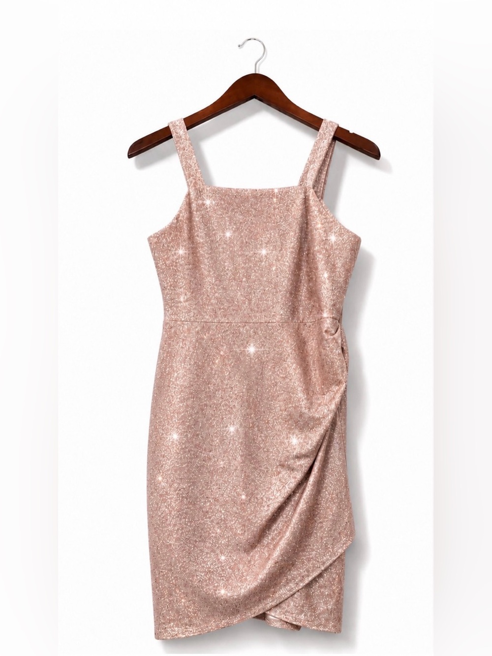 Poppies & Roses Pink Glitter Ruched Bodycon Mini Dress Juniors 16